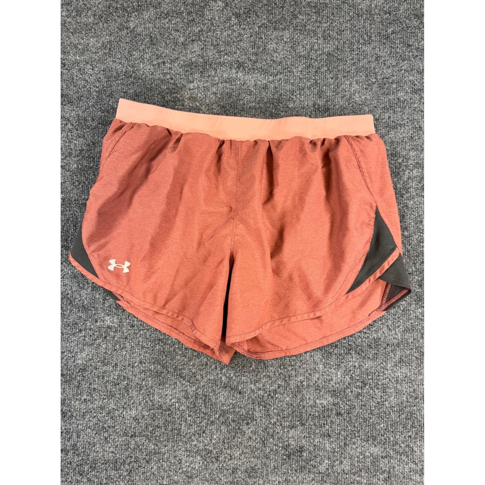 Under Armour Womens HeatGear Running Shorts Orange Heather Mesh‎ Panels Large